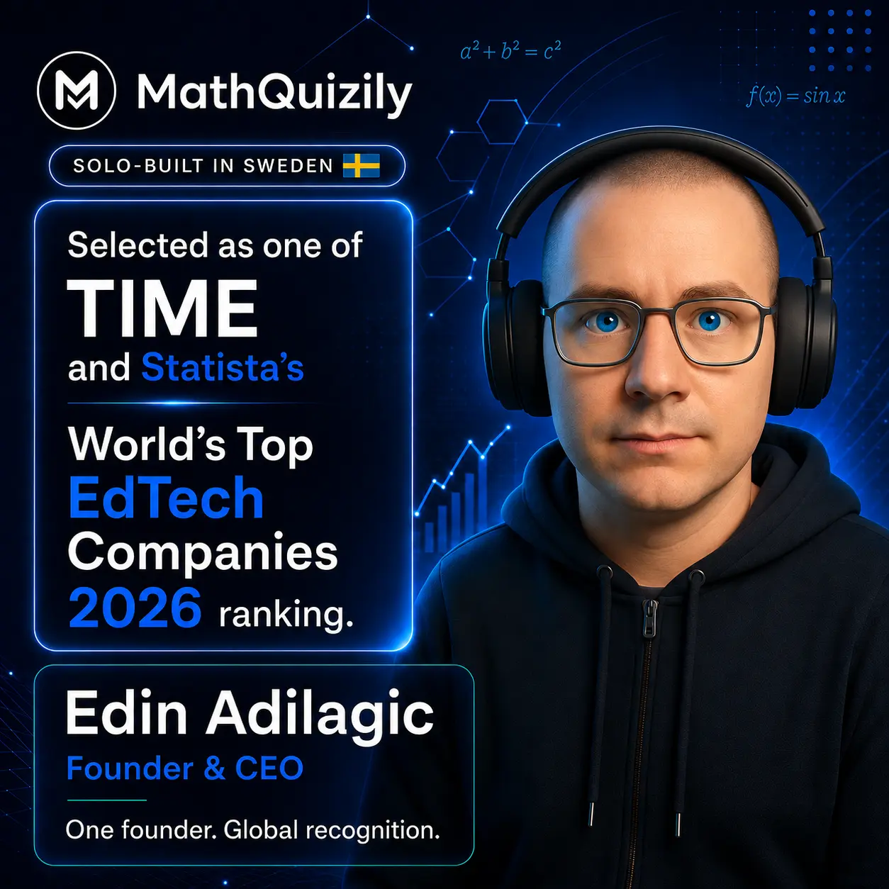 Edin Adilagic, fondateur de MathQuizily, après la reconnaissance World’s Top EdTech Companies 2026